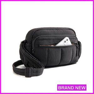 Medium Quilted Puffy Crossbody Bag with RFID Blocking for Travel